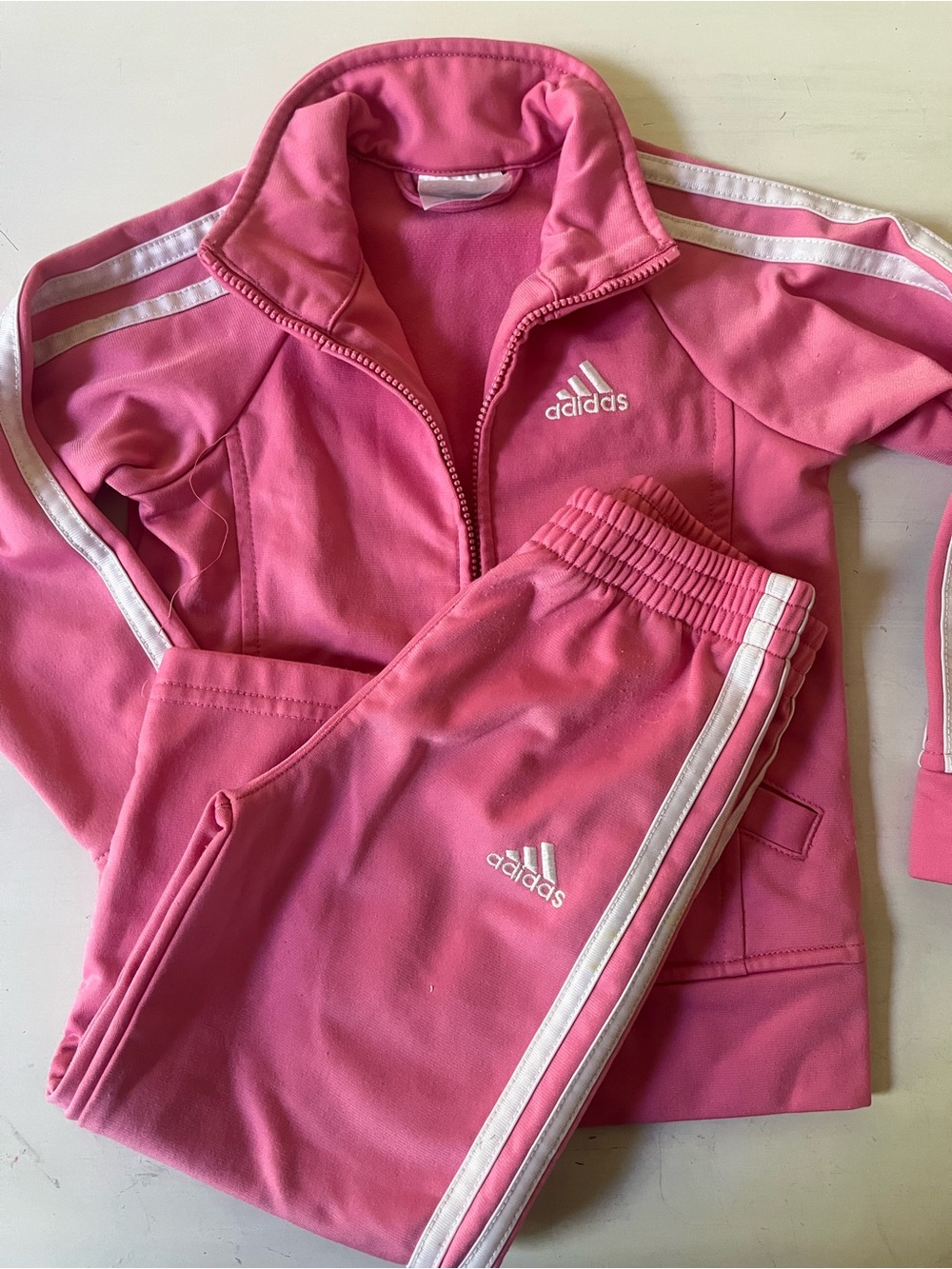 adidas Pink Kids Zip Jacket with Logo Tag